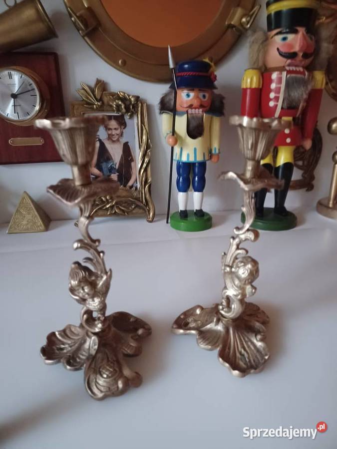 Komplet dwóch świeczników Mosiądz Kolekcja