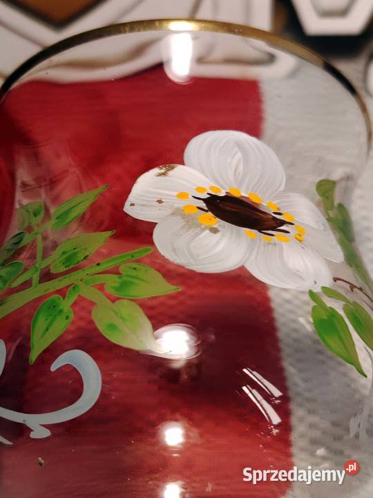 SZKLANKA vintage ręcznie malowana ze złotym Wrocław