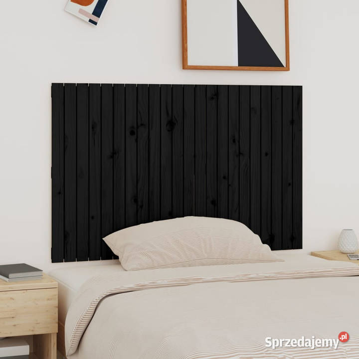 Wezgłowie łóżka czarne 140x3x90 lite drewno