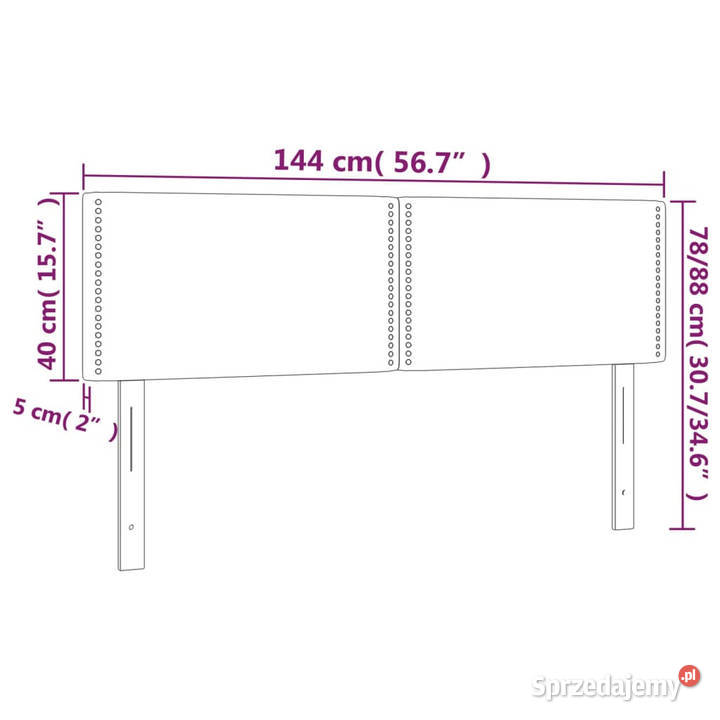 Zagłówek do łóżka z LED kremowy 144x5x7888