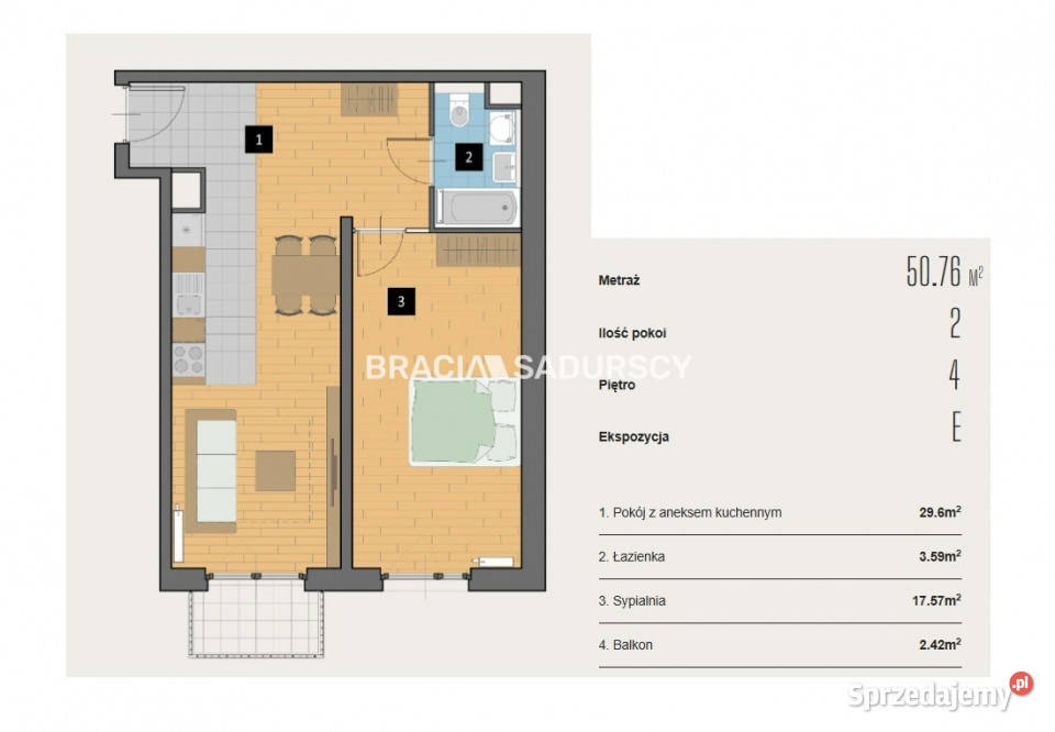 Mieszkanie Kraków 5076m2 2 pok