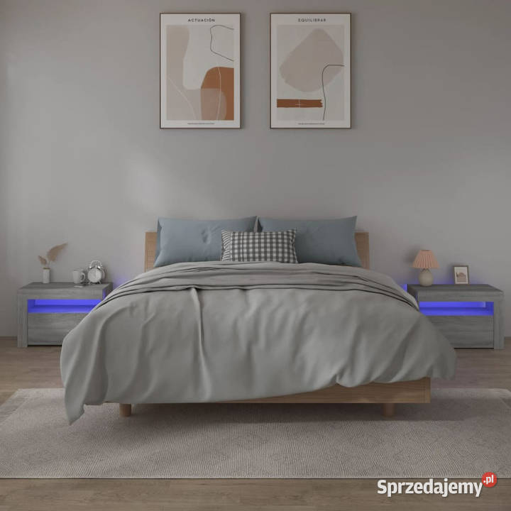 Szafki nocne z LED 2 szary dąb sonoma 60x35x40 Nocne mazowieckie Warszawa sprzedam