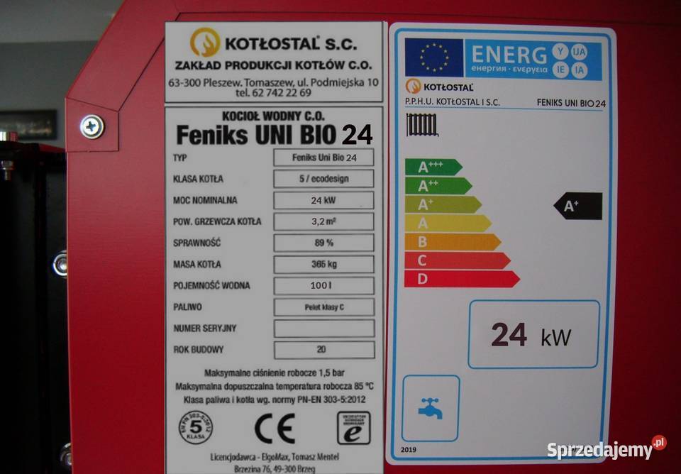 Kocioł co Feniks Uni Bio 24 kW pellet piec Dziadowa Kłoda