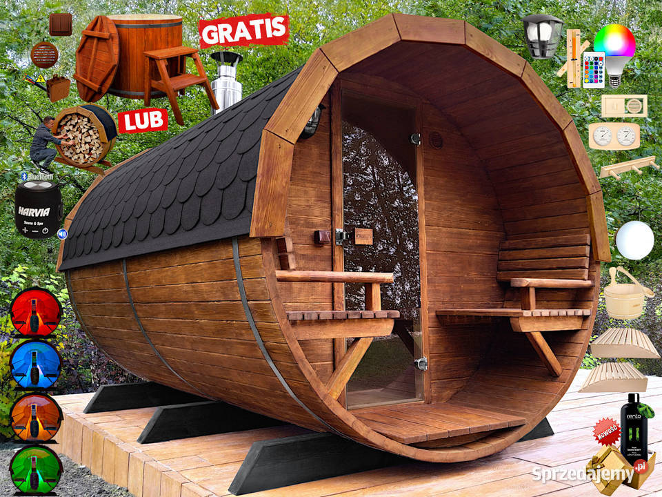 SAUNA Ogrodowa 300 PRZEDSIONEK zew Beczka 500L małopolskie Nowy Targ