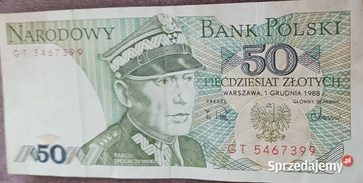 50 złotych 1 XII 1988 r seria GT Konin