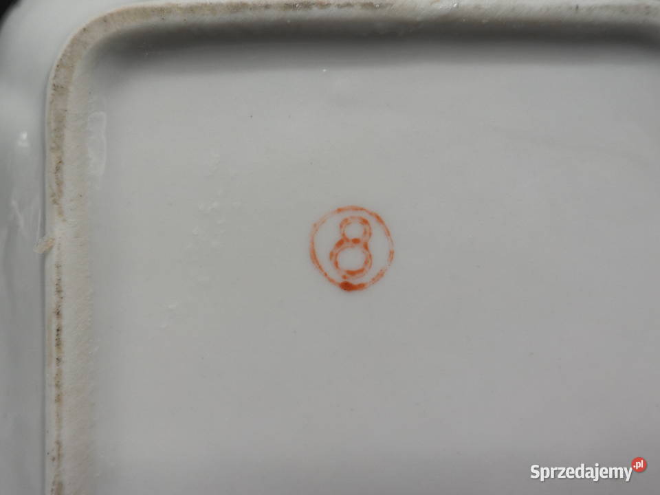 Porcelanowa antyczna kwadratowa pateramisa Raszków