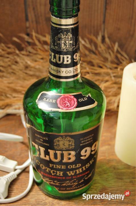 Lampa z butelki Whisky Club 99 stojąca vintage Lublin