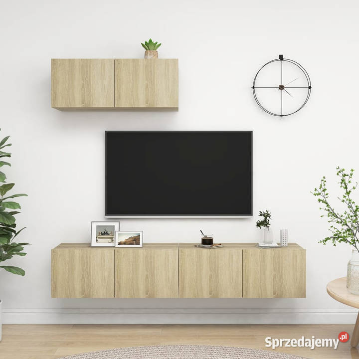 Szafki telewizyjne 3 dąb sonoma materiał mazowieckie Warszawa