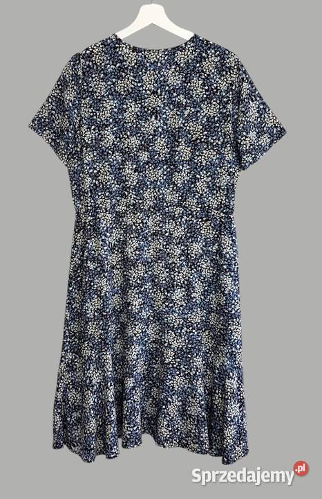 Damska sukienka niebieska w kwiaty z krótkim Chrzanów