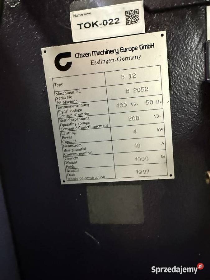 Automat tokarski CNC Citizen Cincom B12 śląskie Tarnowskie Góry