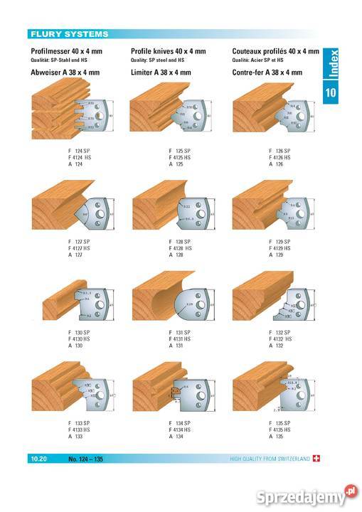 Noże profilowe 40x4mm do głowicy uniwersalnej sprzedam