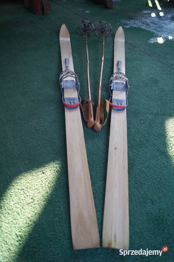 Stare narty jesionowe 165 z kijkami podkarpackie Pruchnik