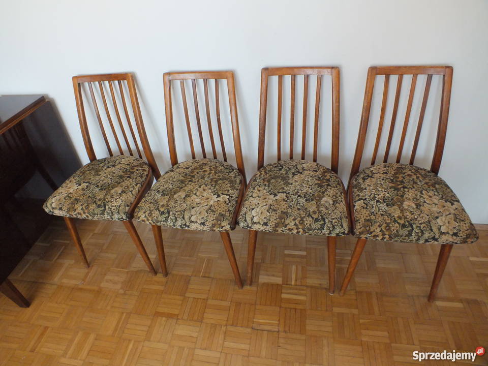 Drewniane krzesła tapicerowane i stół kuchenny Stoły, krzesła, biurka Warszawa