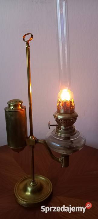 Oryginalna mosiężna lampka naftowa z przeciwwagą Skierniewice