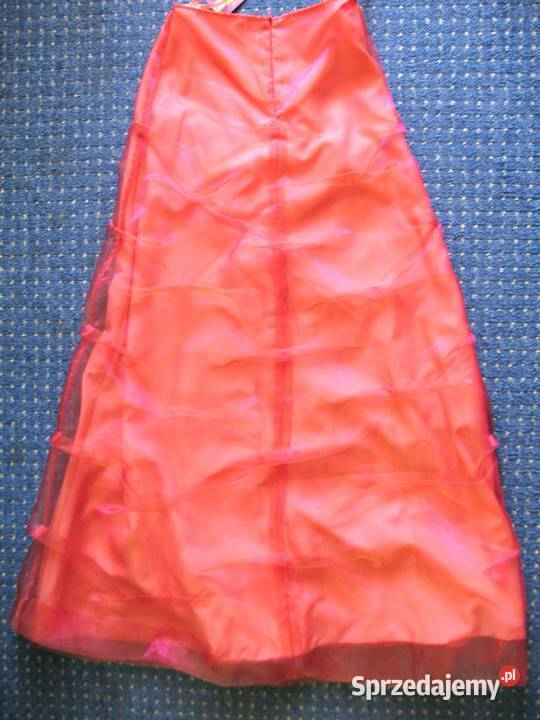 Spódnica Kolor malinowy szyfon i satyna 34 XS