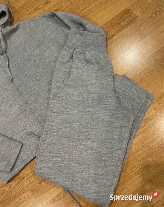 Świetny dzianinowy dres bluza krótka M szary/srebrny śląskie Czaniec