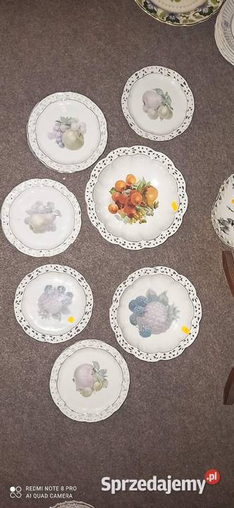 Patera z owocami z ażurem Sygnatura numeryczna Porcelana i szkło Gdańsk