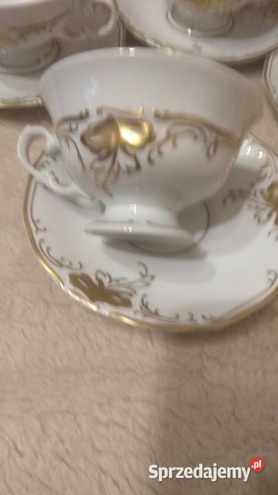 Filiżanki złoty liść 4 Stargard sprzedam