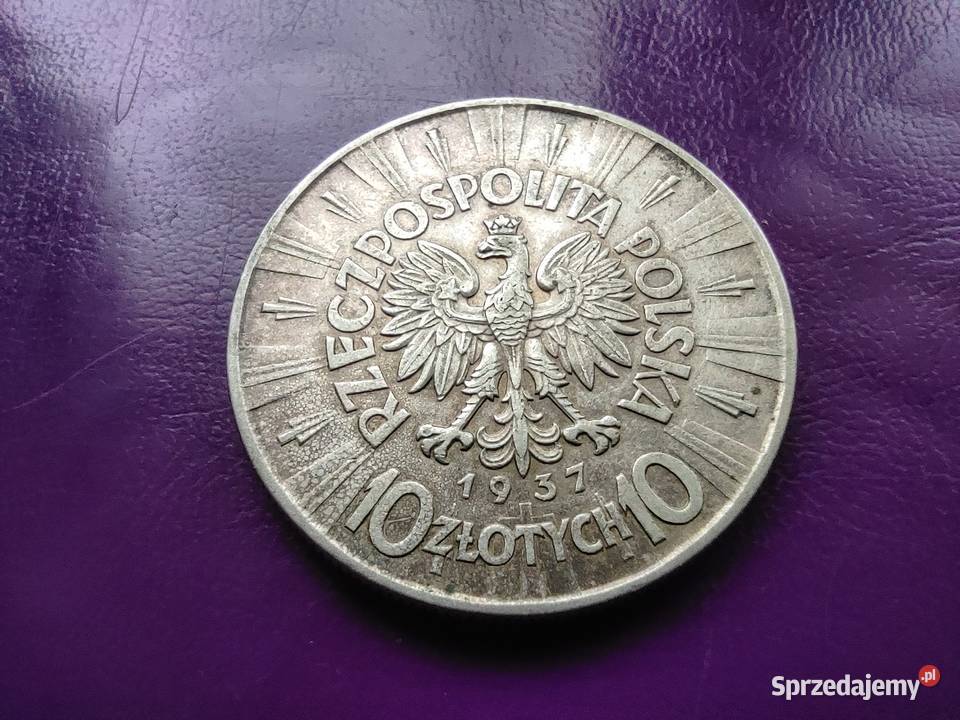 Moneta II RP 10 1937 PIŁSUDSKI Srebro Oryginał Pruszków