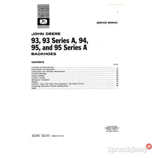 John Deere 93 94 95 koparka tylnia katalog Kielce