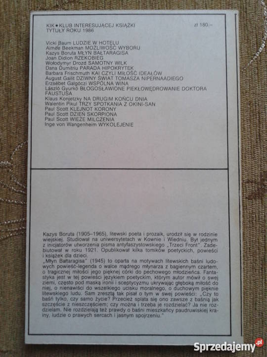 MŁYN BAŁTARAGISA Kazys BORUTA Proza i poezja Parczew sprzedam