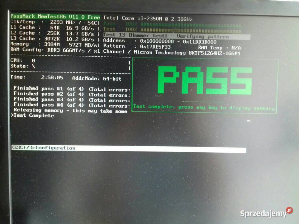 Micron DDR3 4GB PC3L12800S SODIMM 135V 1600MHz sprzedam