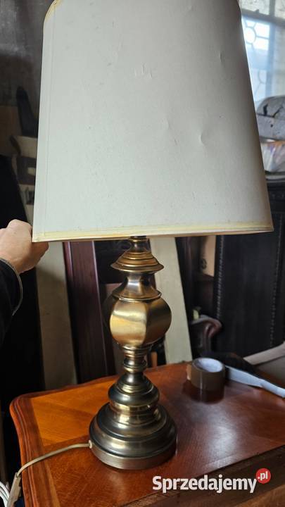 Lampa stołowa vintage ozdobna z abażurem Wałbrzych