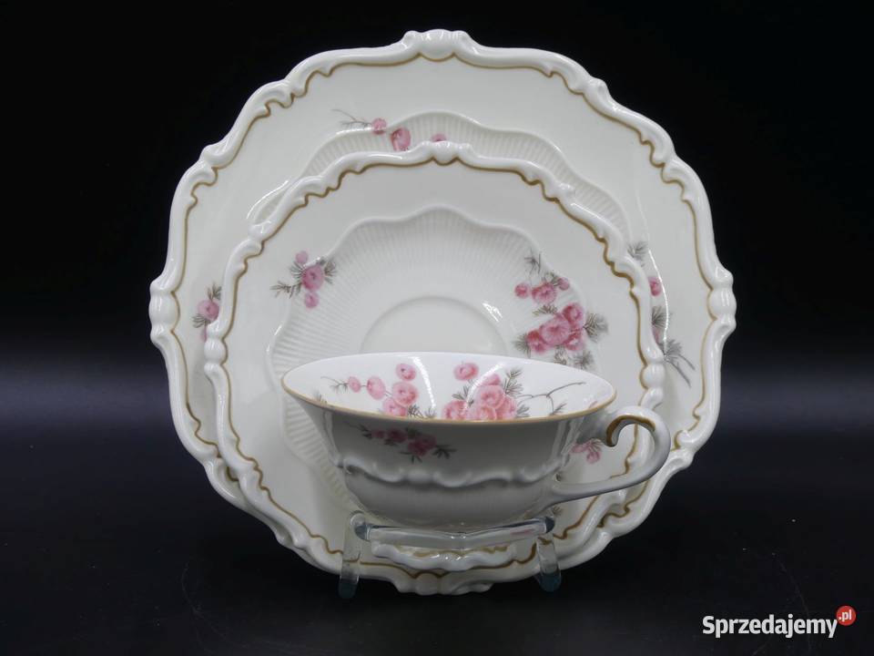 Komplet śniadaniowy Sorau Żary Mimozy Mimose Porcelana i szkło wielkopolskie Poznań