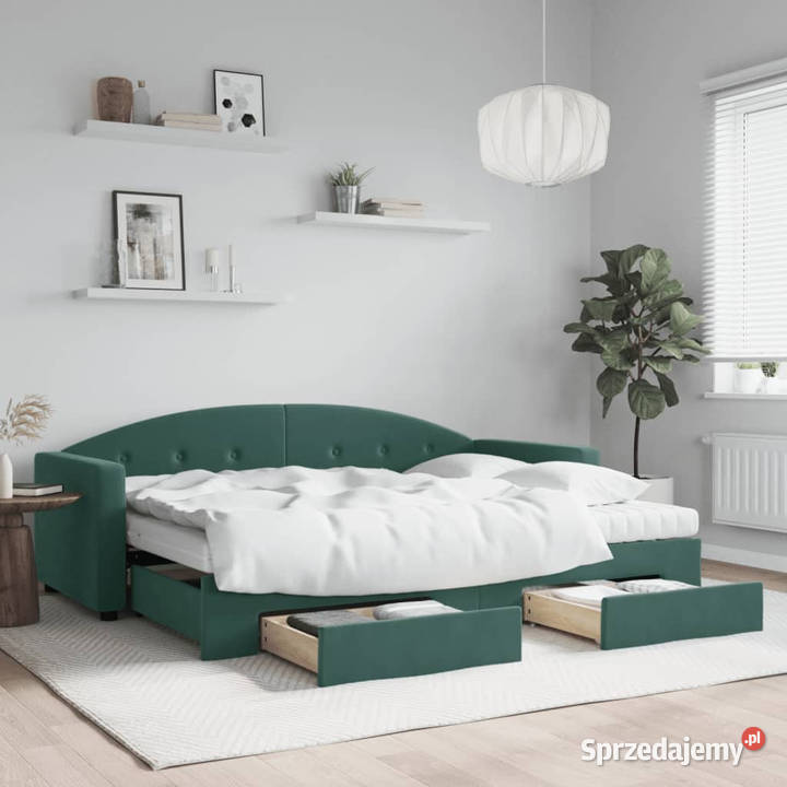 Sofa rozsuwana z szufladami ciemnozielona Warszawa