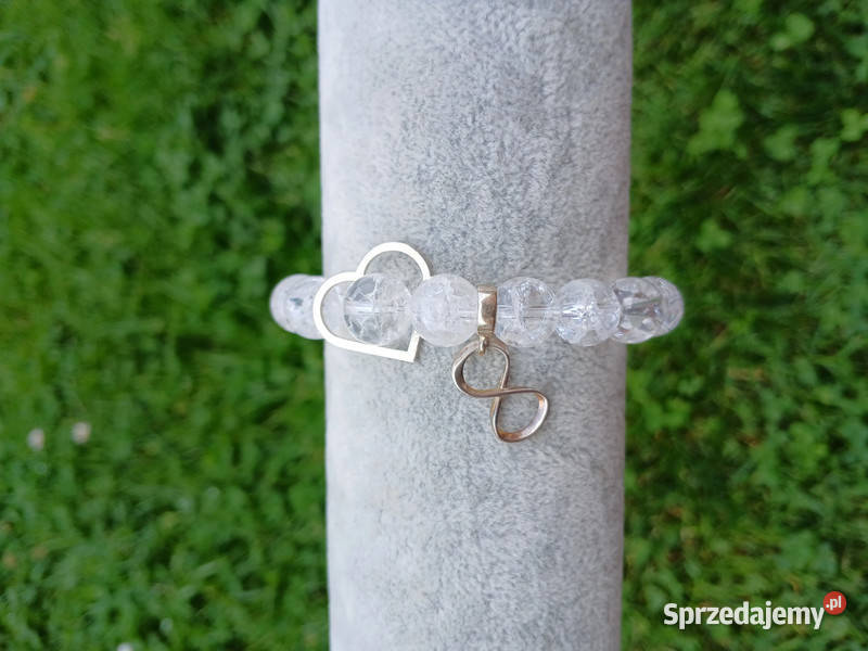 Bransoletka z Kryształu lodowego 10mm z sercem i Kielce sprzedam