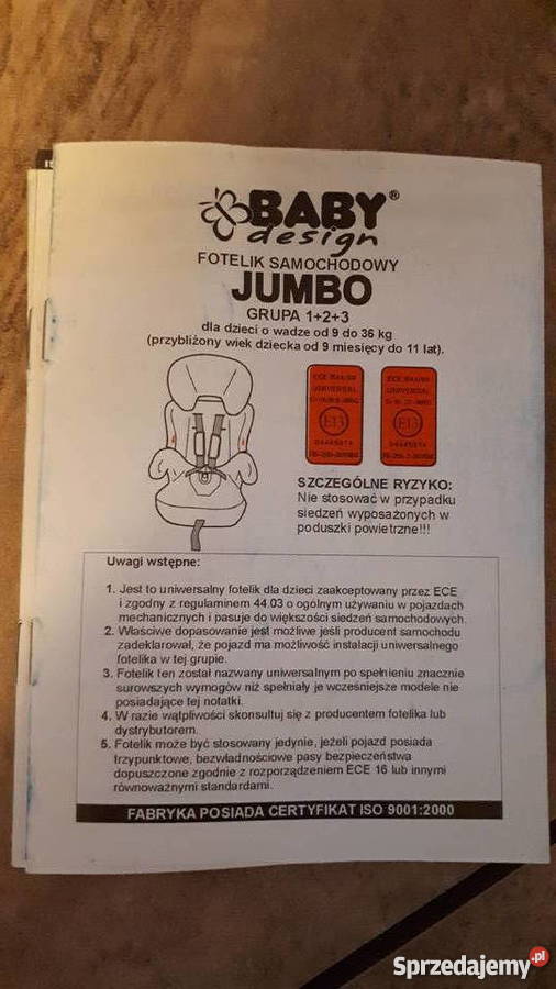 2 fotelik samochodowy Baby Desing Jumbo 939 Olkusz