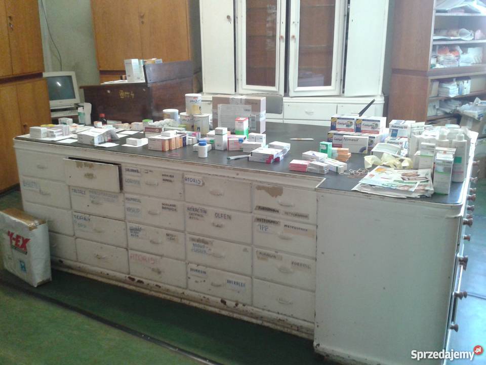 Przedwojenne antyczne meble i akcesoria apteczne Świdnica