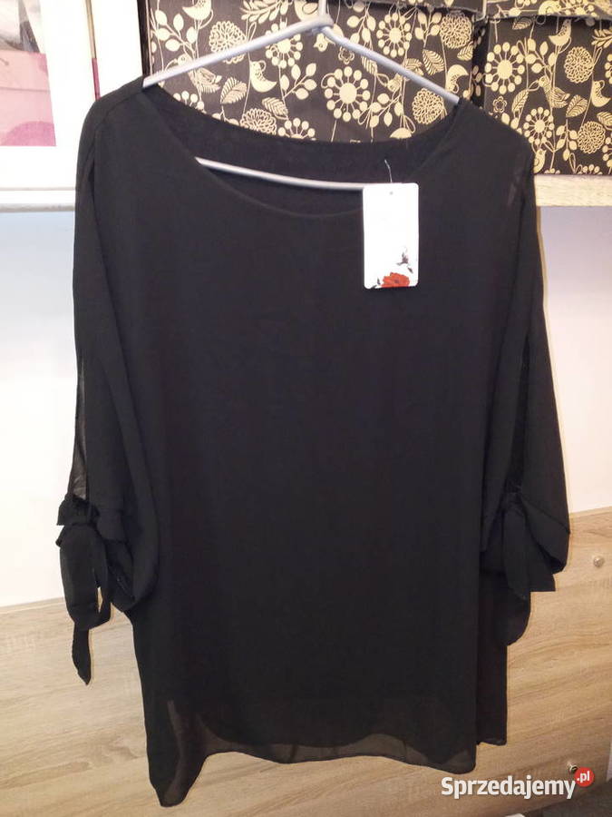 Czarna bluzka Made in Italy XL nowa z metką Bluzki i koszule Warszawa sprzedam