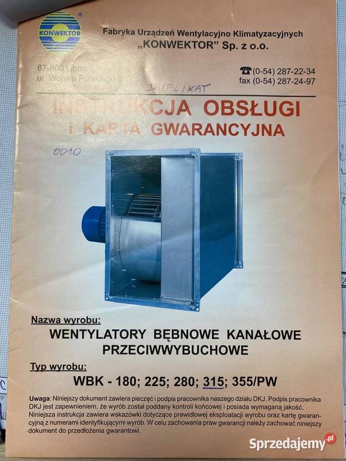 Wentylator bębnowy kanałowy Konwektor ATEX 6000 śląskie Bielsko-Biała