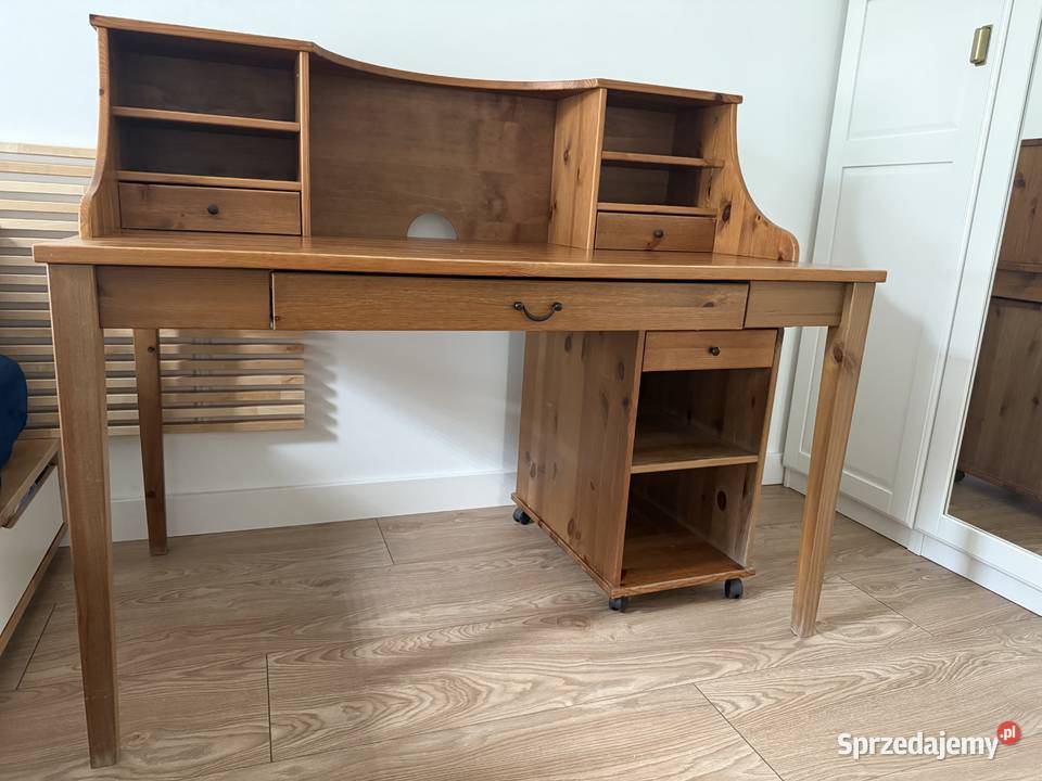 Biurko drewniane z nadstawką opcjonalnie szafka 73cm Piaseczno