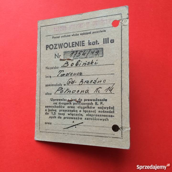930 Pozwolenie na Prowadzenie Pojazdów z 1949 r Szczecin