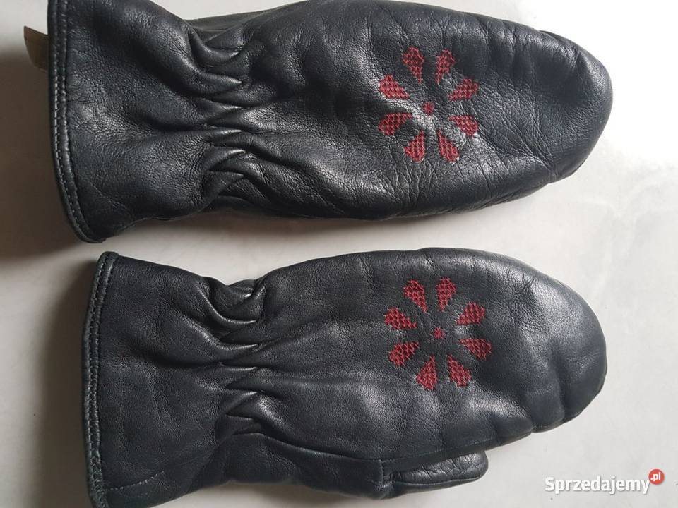 skórkowe rękawiczki z misiem wyszywane świętokrzyskie Kielce sprzedam