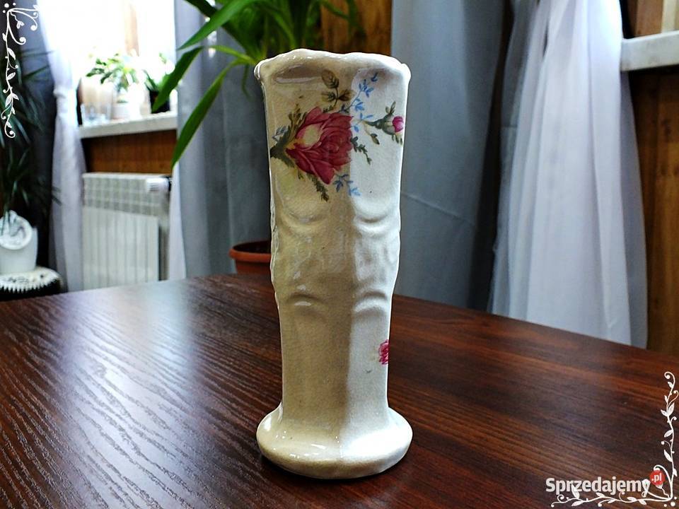 Stary wazon wazonik ceramiczny malowane kwiaty Żary sprzedam