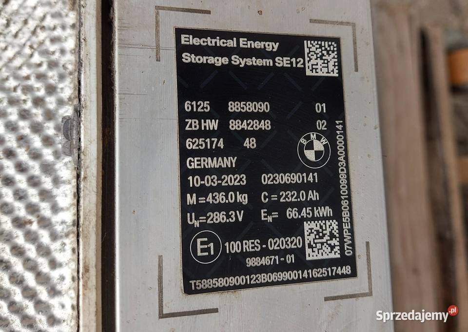 BMW iX1 X1 U11 Bateria akumulator 6645kWh 232Ah