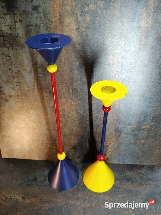 Świeczniki 2 Memphis style vintage lata 80 Kalisz