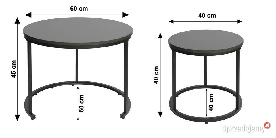 Nowoczesne stoliki kawowe okrągłe zestaw 2w1 Poznań