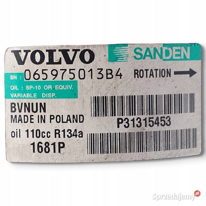 SPRĘŻARKA KLIMATYZACJI Volvo V70 III 20 D3 D4 osobowe Chełm