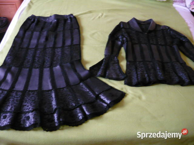 komplet skórzany spódnica bluzka