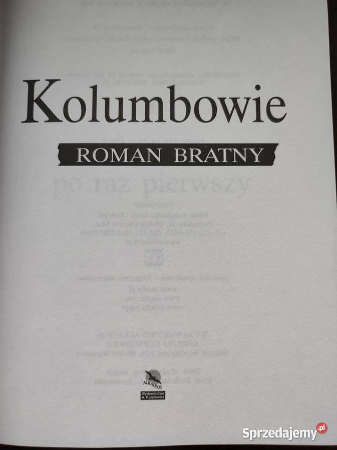 Kolumbowie Rocznik 20 Roman Bratny NOWA twarda Kielce sprzedam