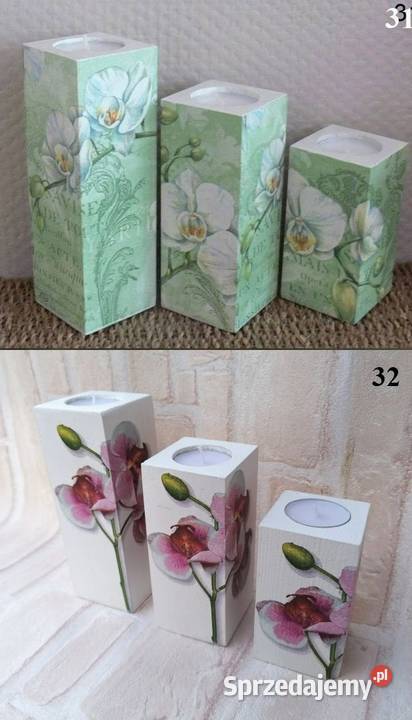 Komplet 3 świeczniki świeczki lawenda konwalie Warszawa