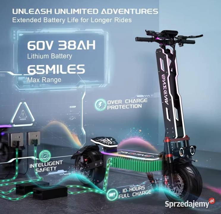 NOWOŚĆ Hulajnoga elektryczna FENGQS GT9 60v Łapsze Niżne