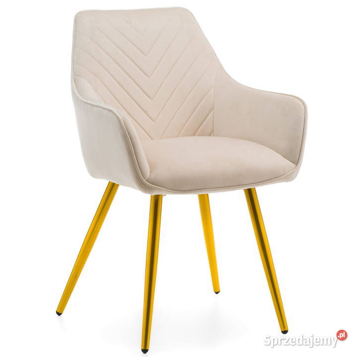 Beżowe Krzesło Vasto Złote Nogi Wysyłka 24H Tarchały Małe