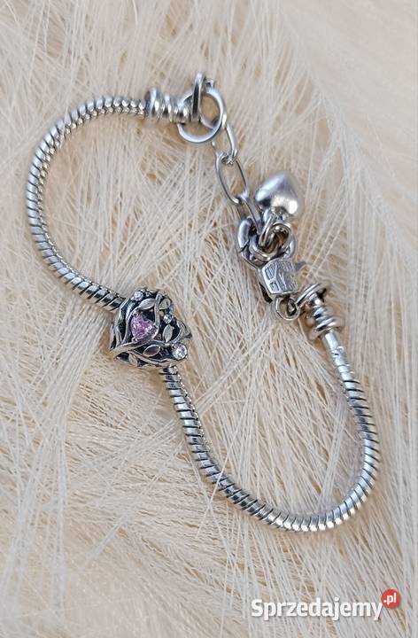 Charms serce ażurowe cyrkonie srebro 925 sprzedam