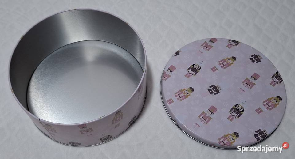 Metalowy okrągły pojemnik z pokrywką 17x8 sprzedam