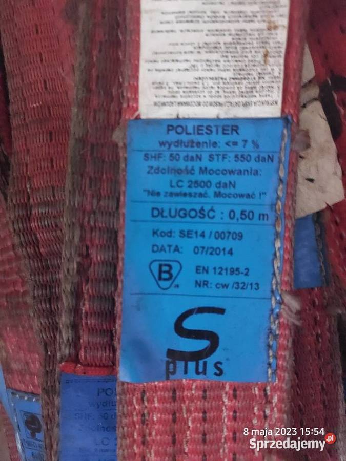 Pas transportowy beż napinacza z hakiem